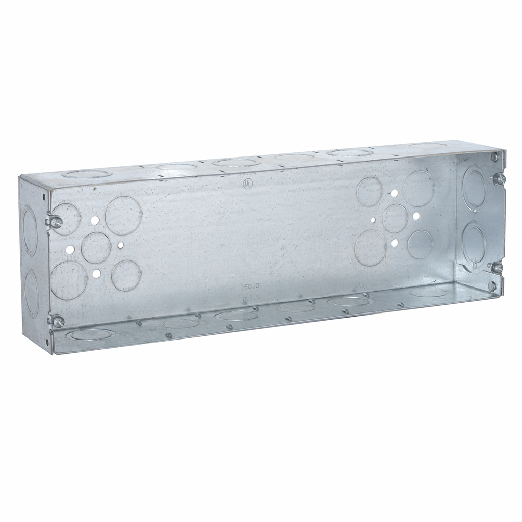 Product image for Raco 945 6-Gang Box, Welded, 2-1/2" Deep, Ten 3/4" & 1" Concentric KO's, Six 1/2" KO's, and Ten 3/4" KO's