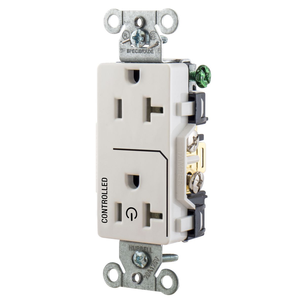 Product image for Hubbell DR20C1WHI1/2 CONTROLLED 20A 125V, B/S, DECO, WH