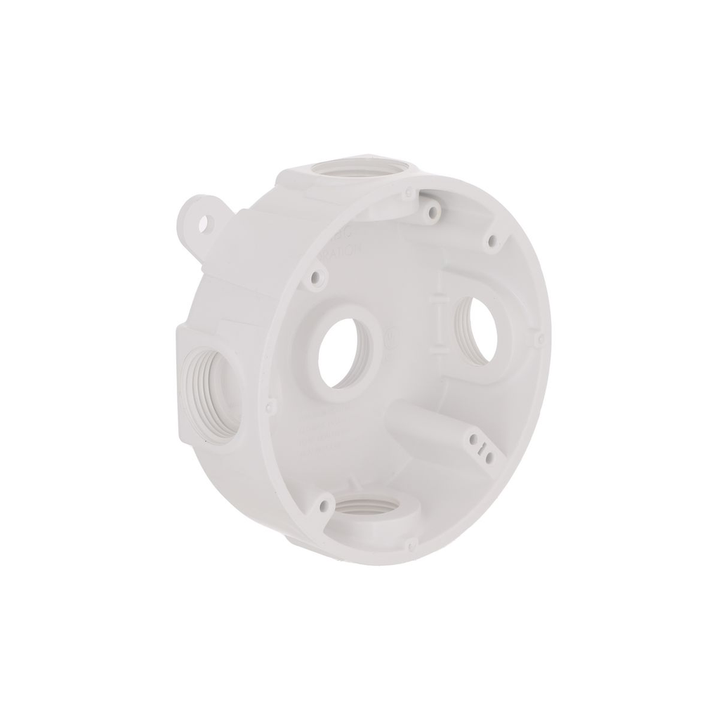Product image for Bell PRB57550WH Round Weatherproof Box, Five 1/2 or 3/4 in. Threaded Outlets, White