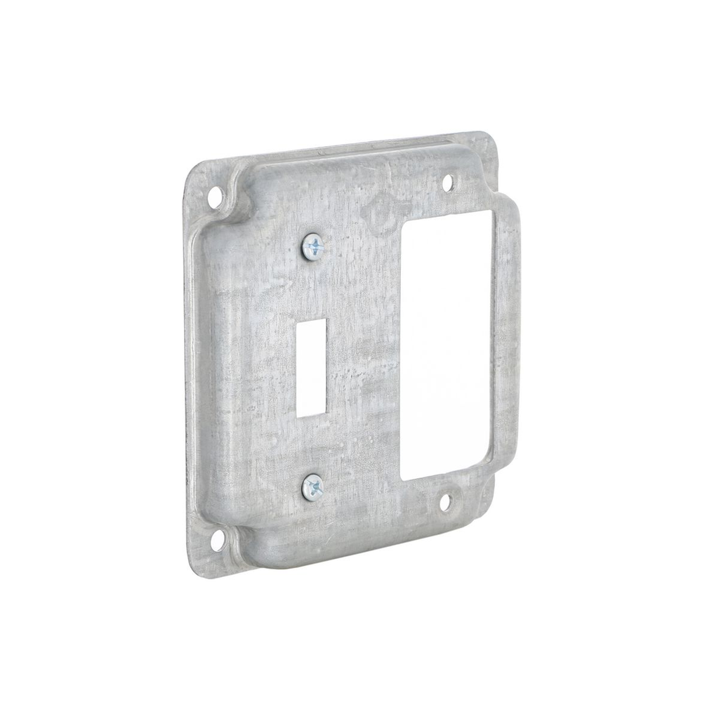 Mayer-DDS-4 in. Square Cover, Exposed Work, 1 GFCI and 1 Toggle Switch-1