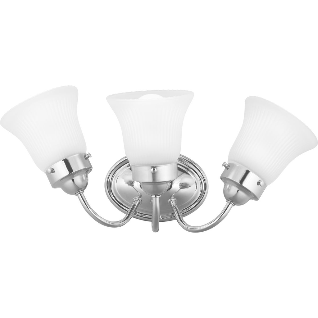 Product image for Progress P3289-15ET Fluted Glass Collection Three-Light Bath & Vanity