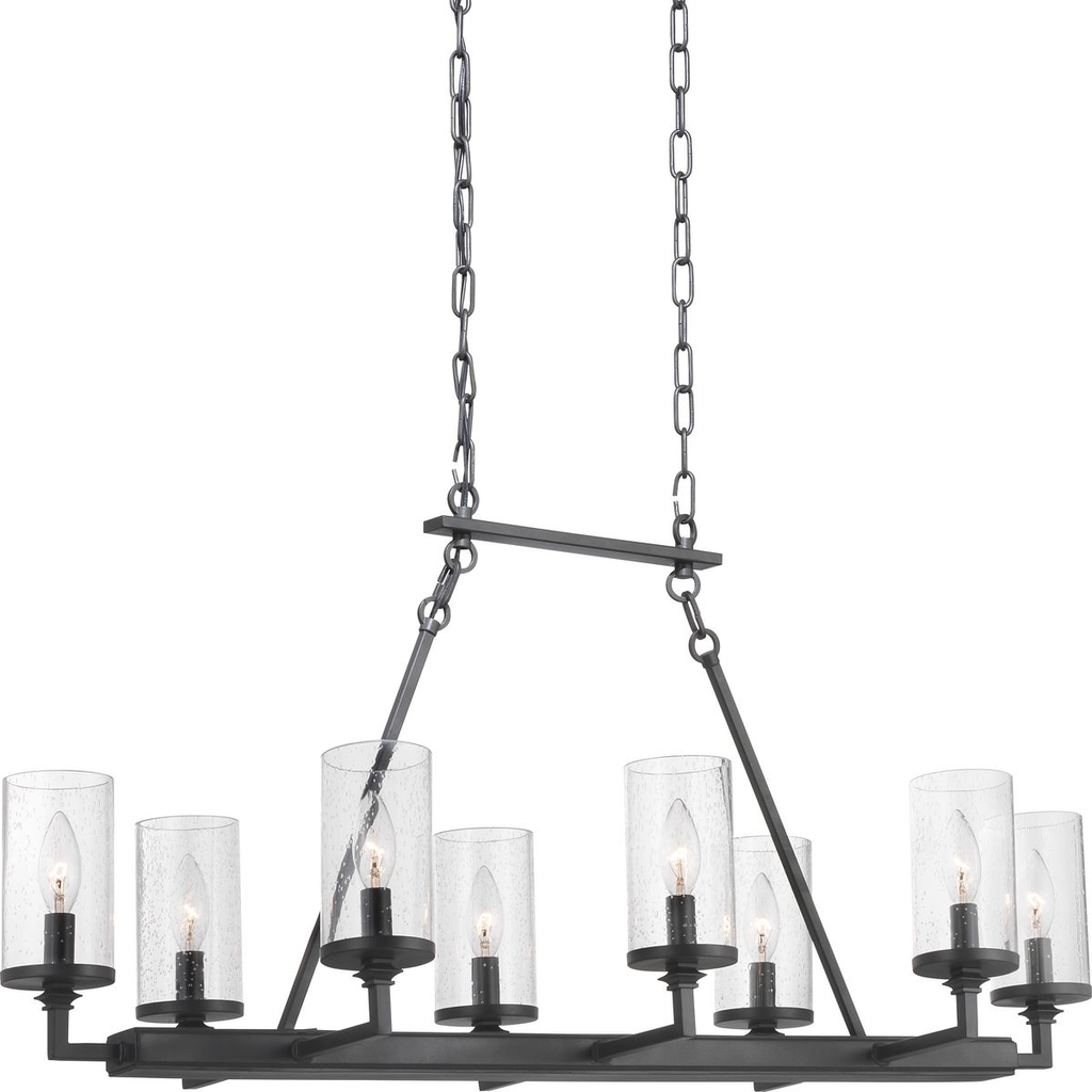 Product image for Progress P400180-143 Gresham Collection Eight-Light Graphite Clear Seeded Glass Farmhouse Chandelier Light