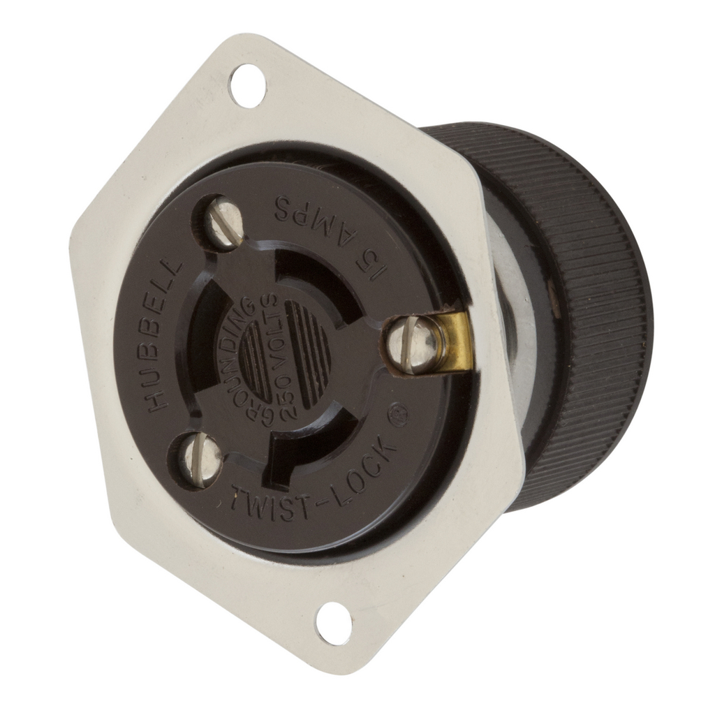 Product image for Hubbell HBL4585 Locking Flanged-Receptacle, 15A 250V, L6-15R, WH