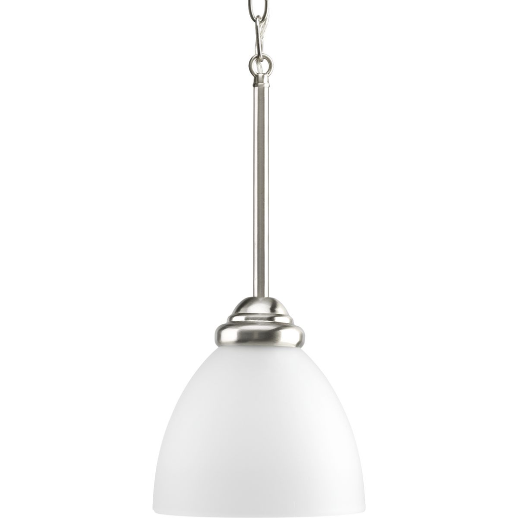Product image for Progress P5131-09 Heart Collection One-Light Brushed Nickel Etched Glass Traditional Mini-Pendant Light