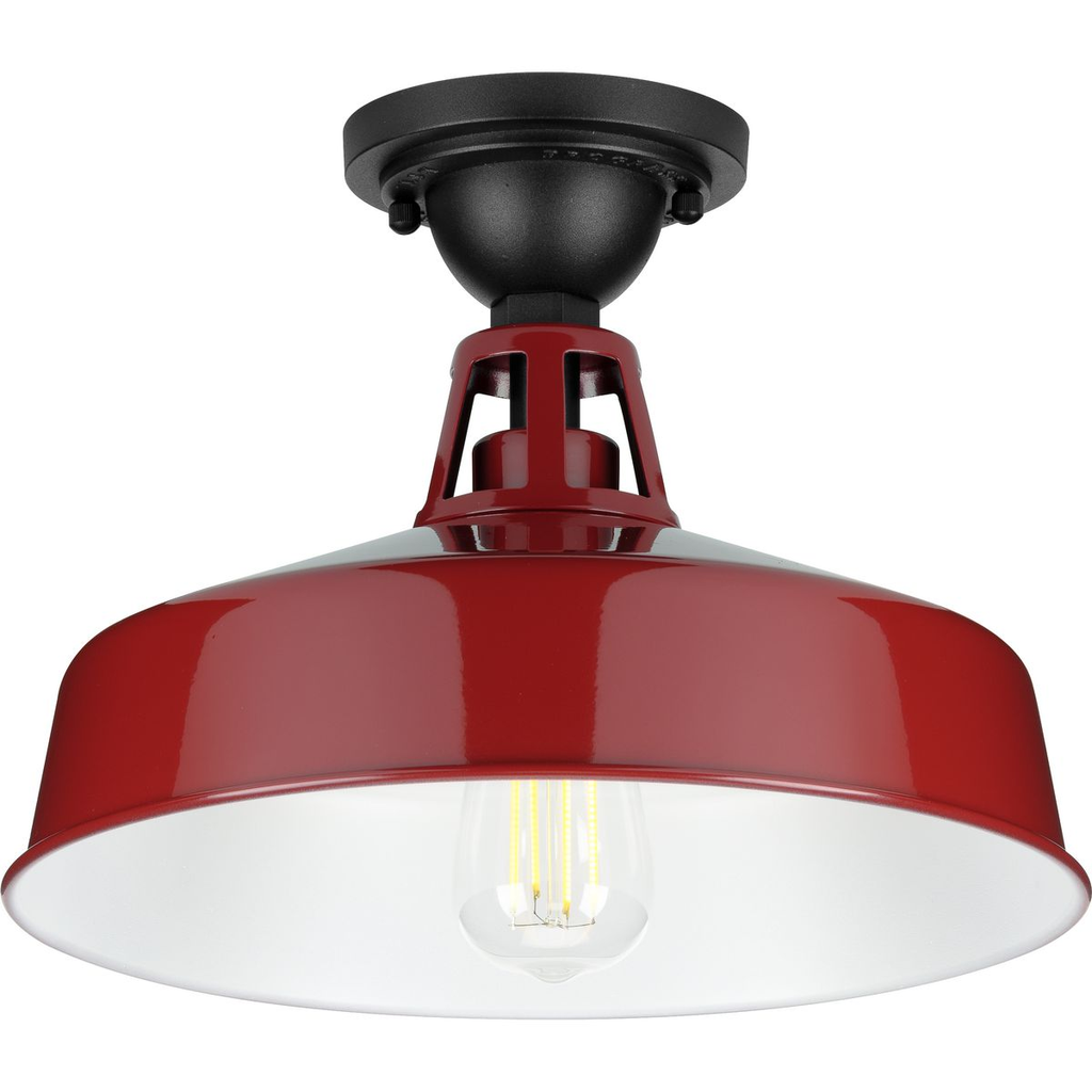 Product image for Progress P550070-039 Cedar Springs Collection Red One-Light Semi-Flush Mount