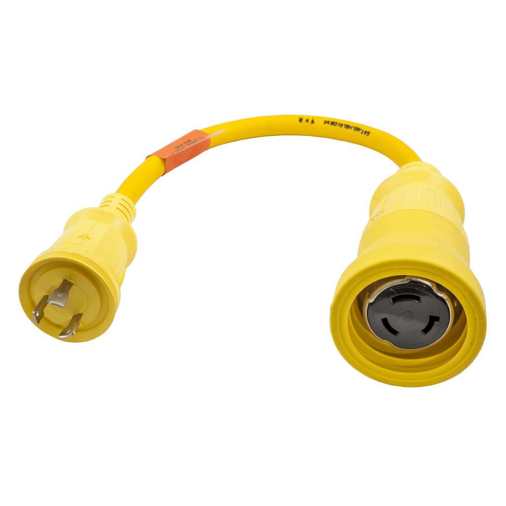Product image for Hubbell HBL61CM56 Marine ADAPT, STR, YL, 50A L TO 30A SB