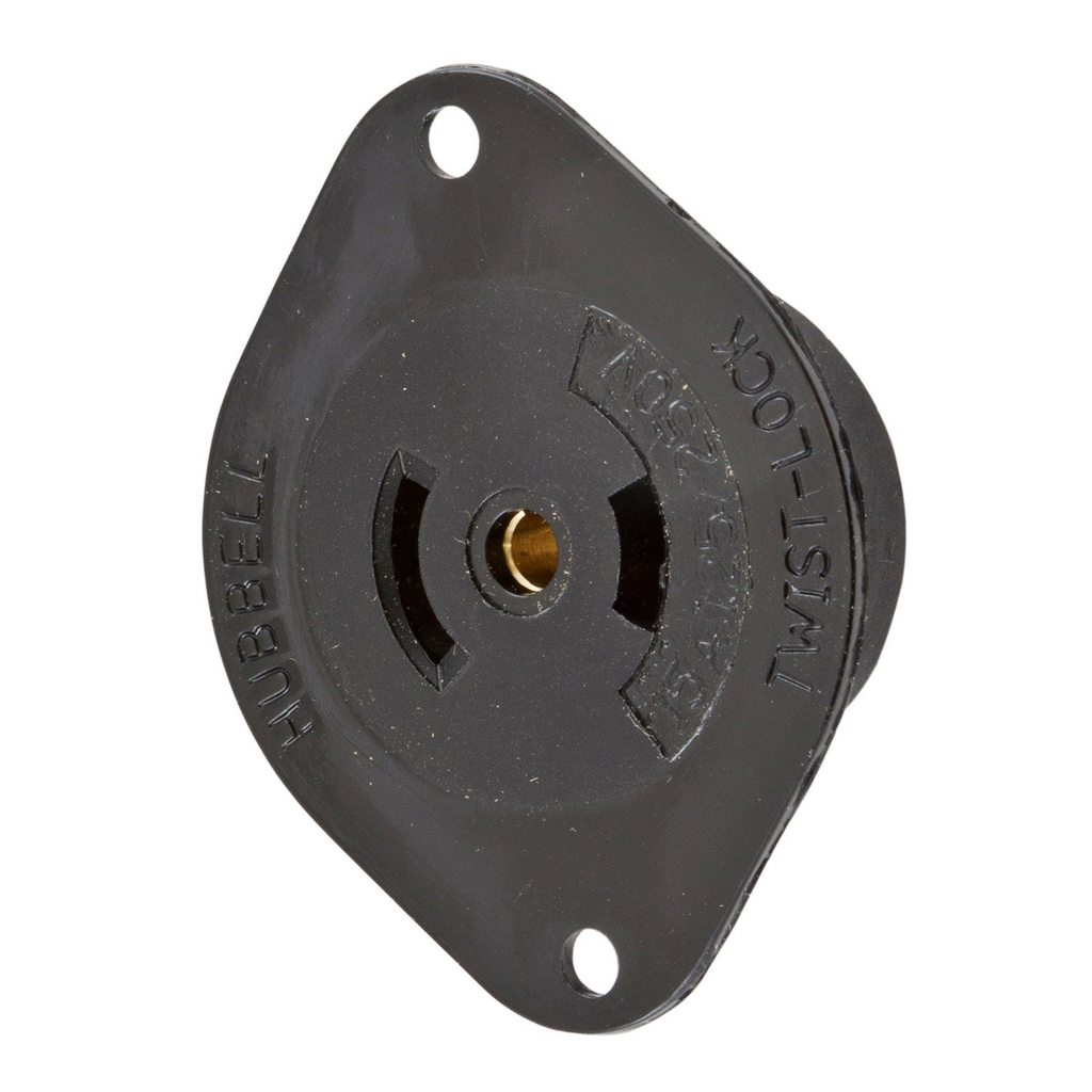 Product image for Hubbell HBL7487N 15 Amp 125/250 VAC 3-Pole 3-Wire NEMA ML-3R Black Nylon Flanged Receptacle