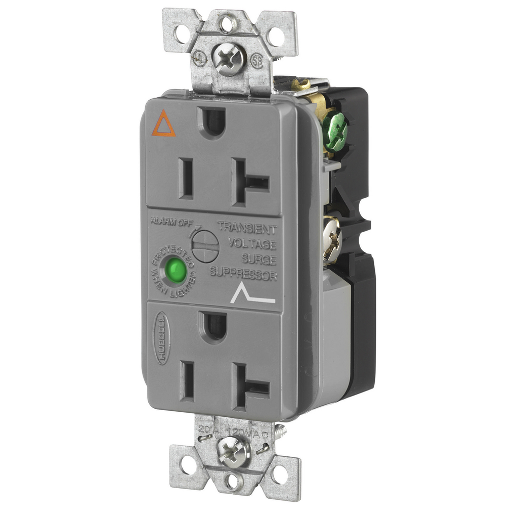 Product image for Hubbell IG5362GYSA 20 Amp 125 Volt 2-Pole 3-Wire NEMA 5-20R Gray Straight Blade Duplex Receptacle