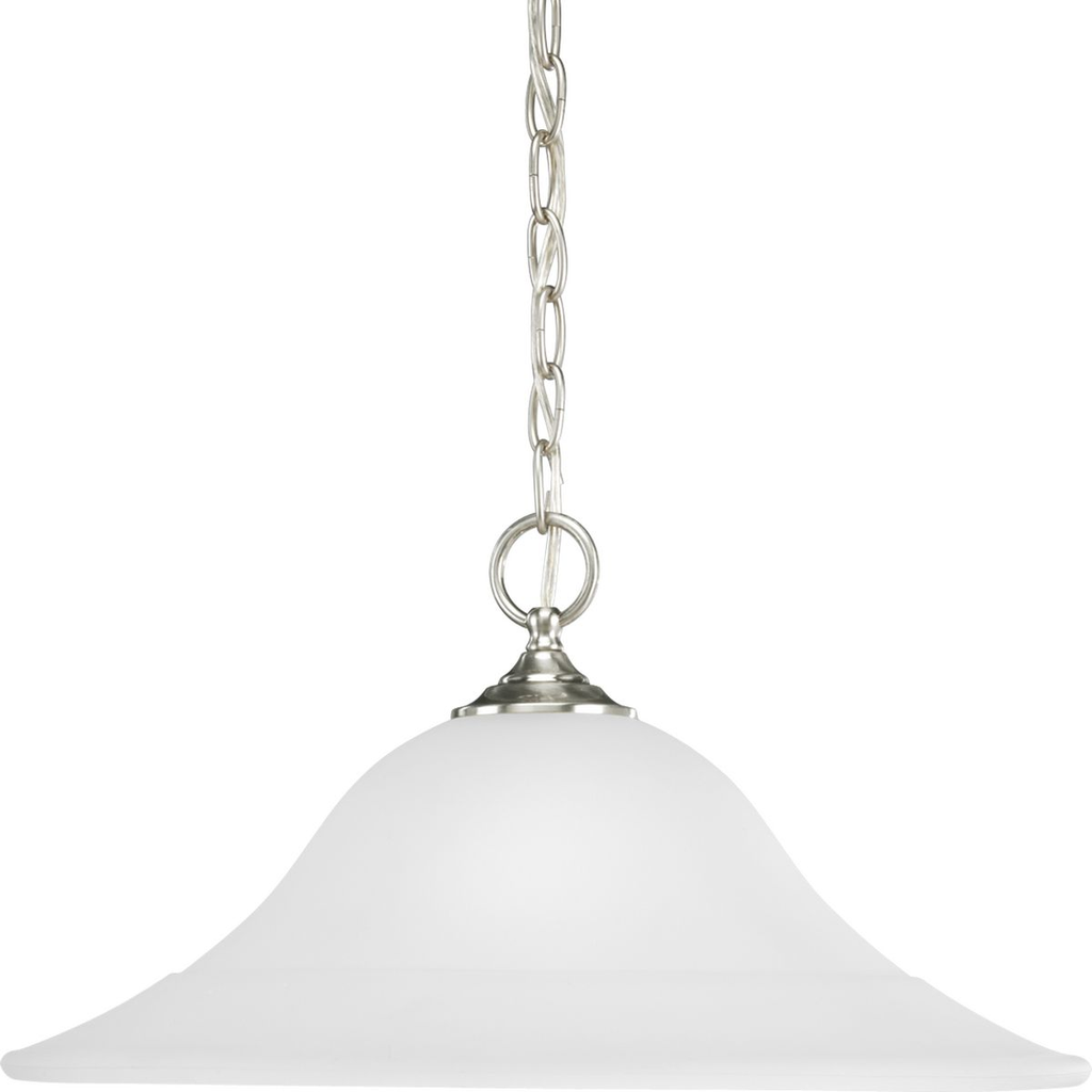 Product image for Progress P5095-09 Trinity Collection One-Light Brushed Nickel Etched Glass Traditional Pendant Light