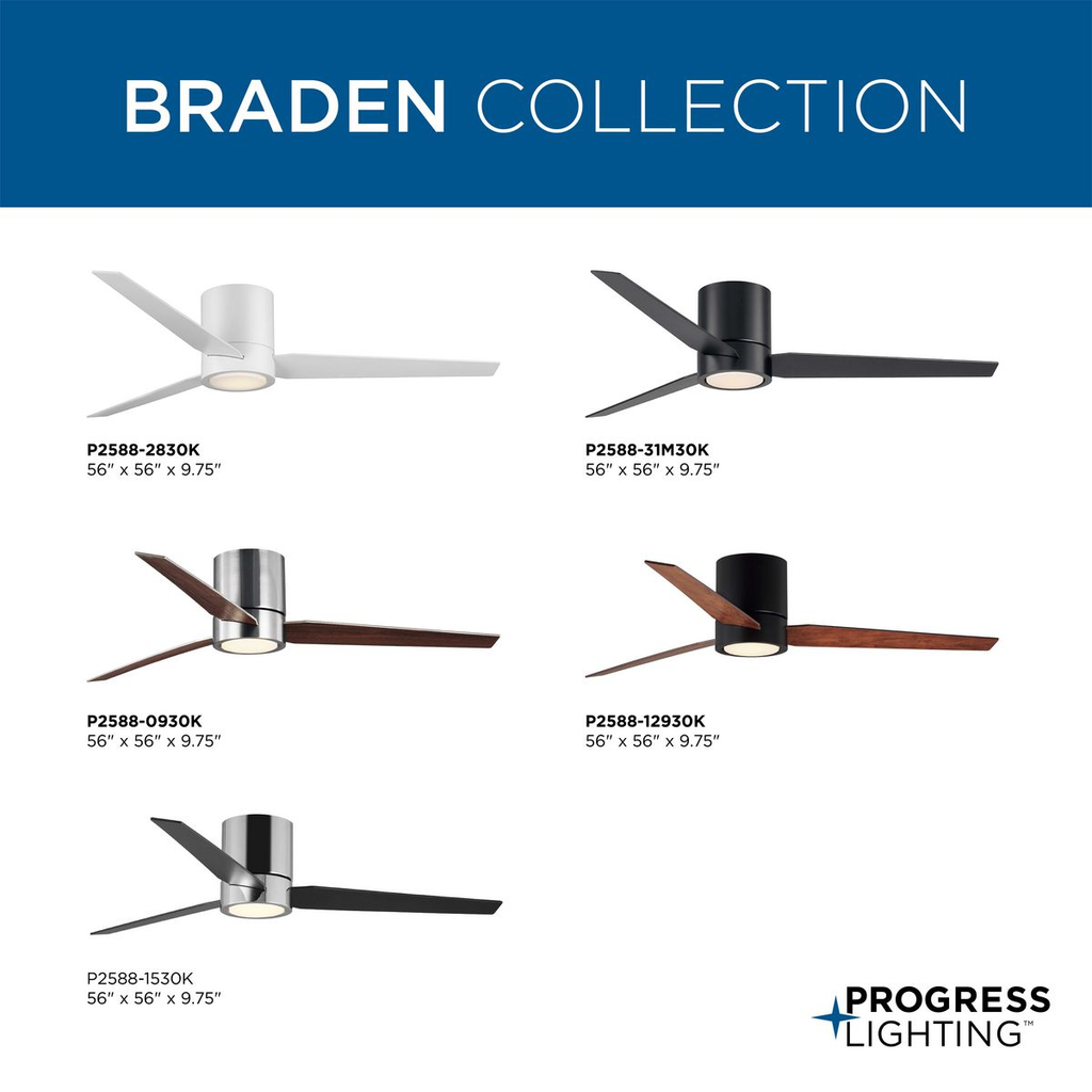 Braden 56inch Indoor Hugger Ceiling Fan