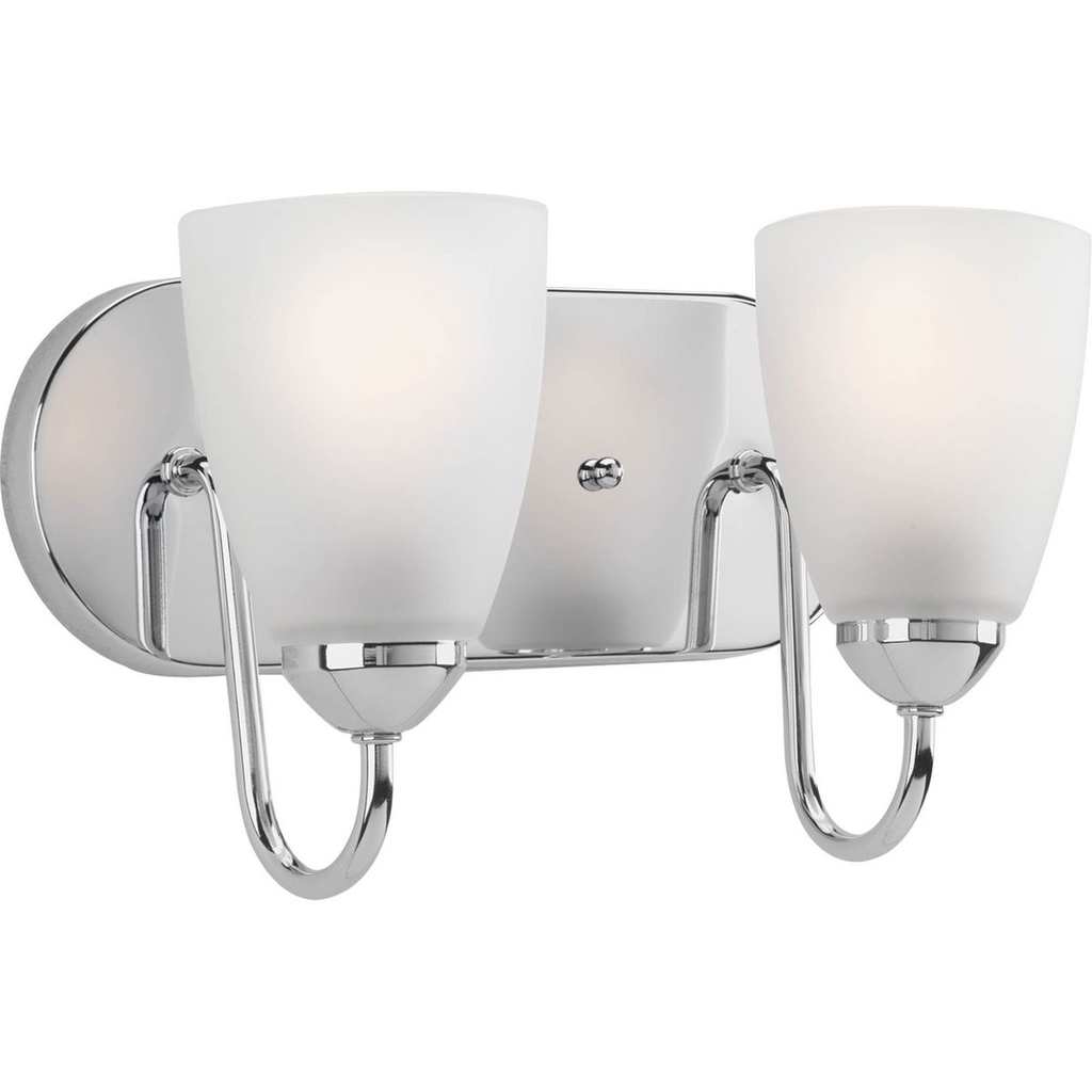 Product image for Progress P2707-15 Gather Collection Two-Light Polished Chrome Etched Glass Traditional Bath Vanity Light