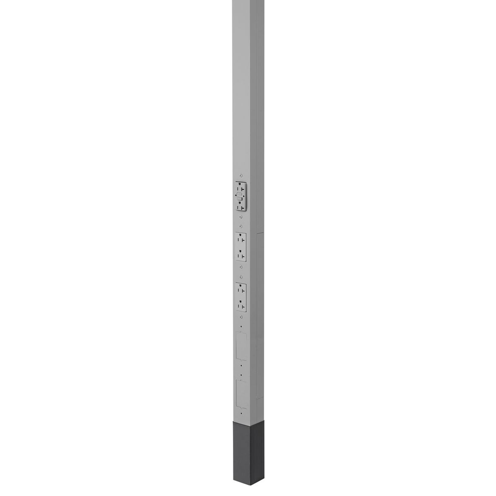 Product image for Hubbell HBLPP10GF Service Pole, 10' 2" Height, 1) GFCI Duplex, 2) Decorator Duplex - Gray