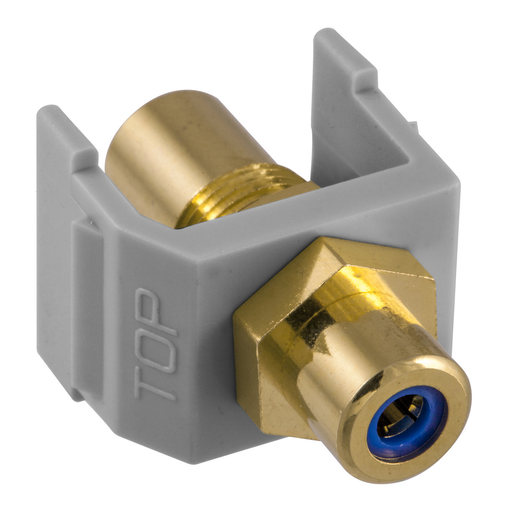 Product image for Hubbell Wiring Devices SFRCBFFGY Blue Interior Gray Housing Snap-Fit RCA Data Communication Connector