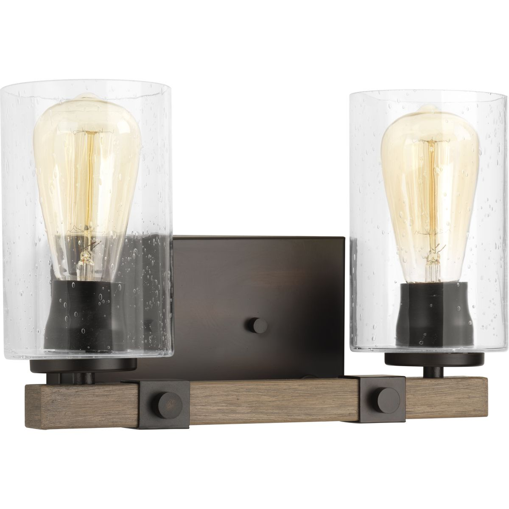 Progress P300067-020 Barnes Mill Collection Two-Light Antique Bronze Clear Seeded Glass Farmhouse Bath Vanity Light Product image for Progress P300067-020 Barnes Mill Collection Two-Light Antique Bronze Clear Seeded Glass Farmhouse Bath Vanity Light