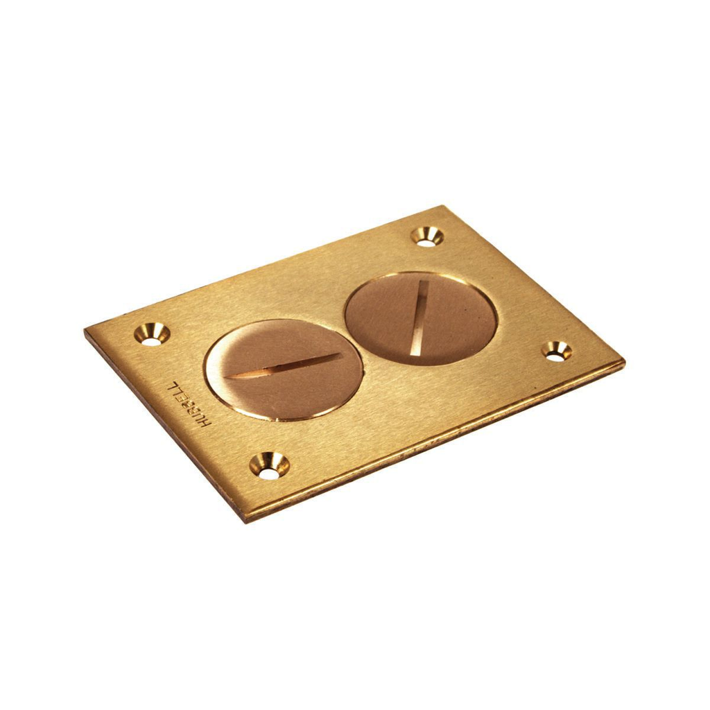 Product image for Raco 6288 1-Gang Rectangular Floor Box Duplex Cover with Two 1-1/2" Threaded Plugs