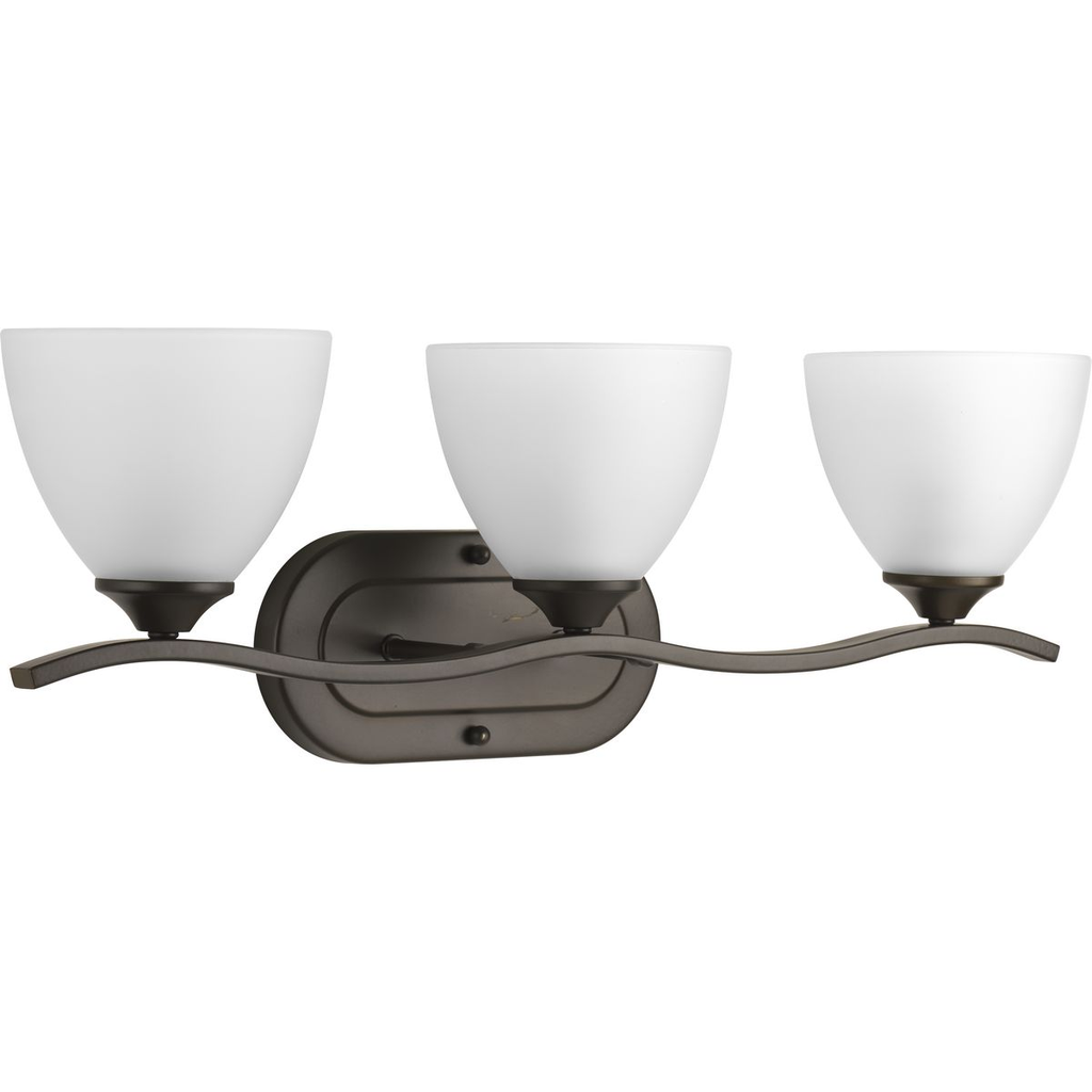 Product image for Progress P300097-020 Laird Collection Three-Light Antique Bronze Etched Glass Traditional Bath Vanity Light