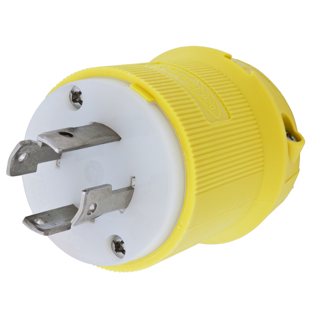 Product image for Hubbell HBL27CM11 30 Amp 125/250 VAC 3-Pole 4-Wire NEMA L14-30P Yellow Locking Plug