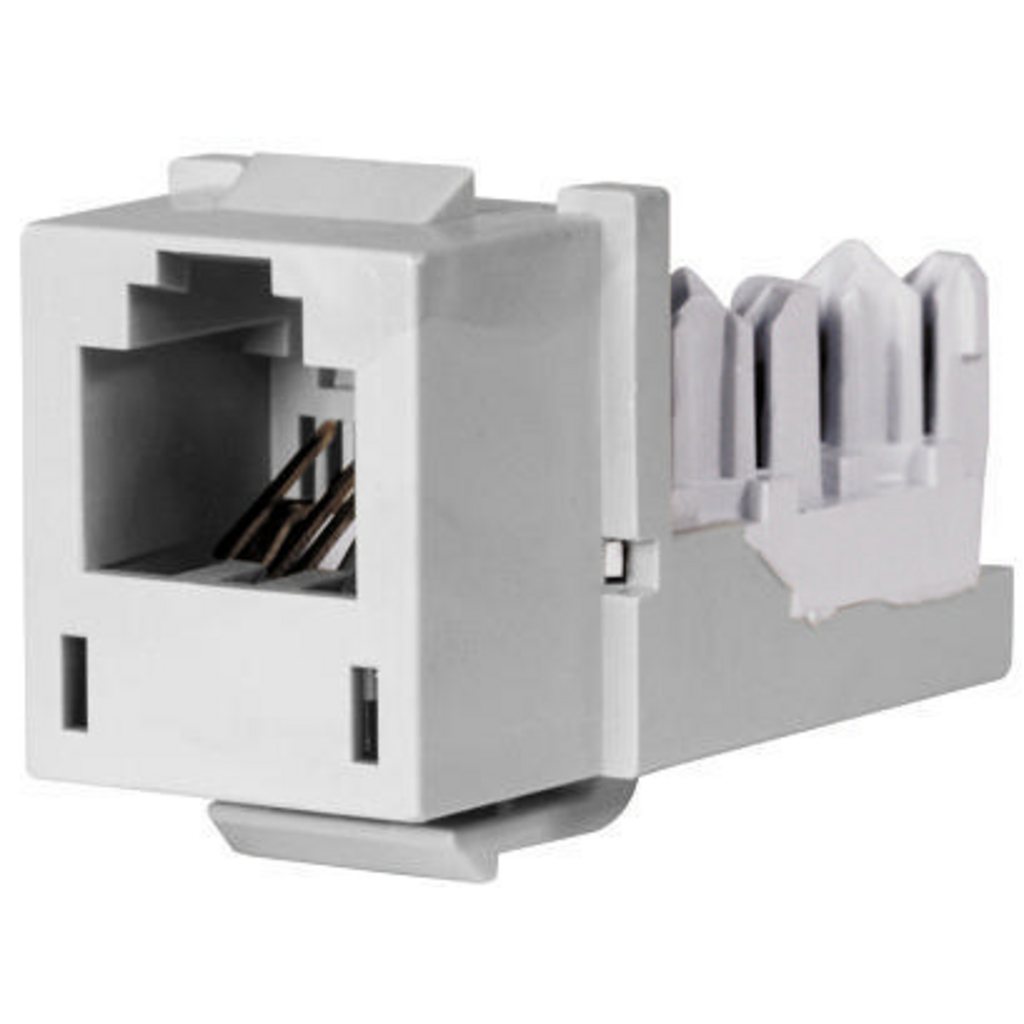 Product image for Hubbell HXJUW 6-Position White USOC Modular Keystone Jack