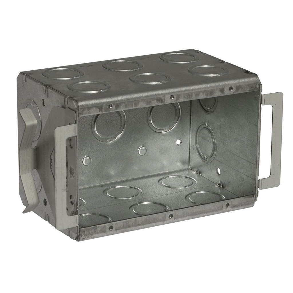 Product image for Raco 697B 3-Gang BLOCK-LOC Masonry Box, NonGangable, 3-1/2" Deep, Conduit KO's, Welded