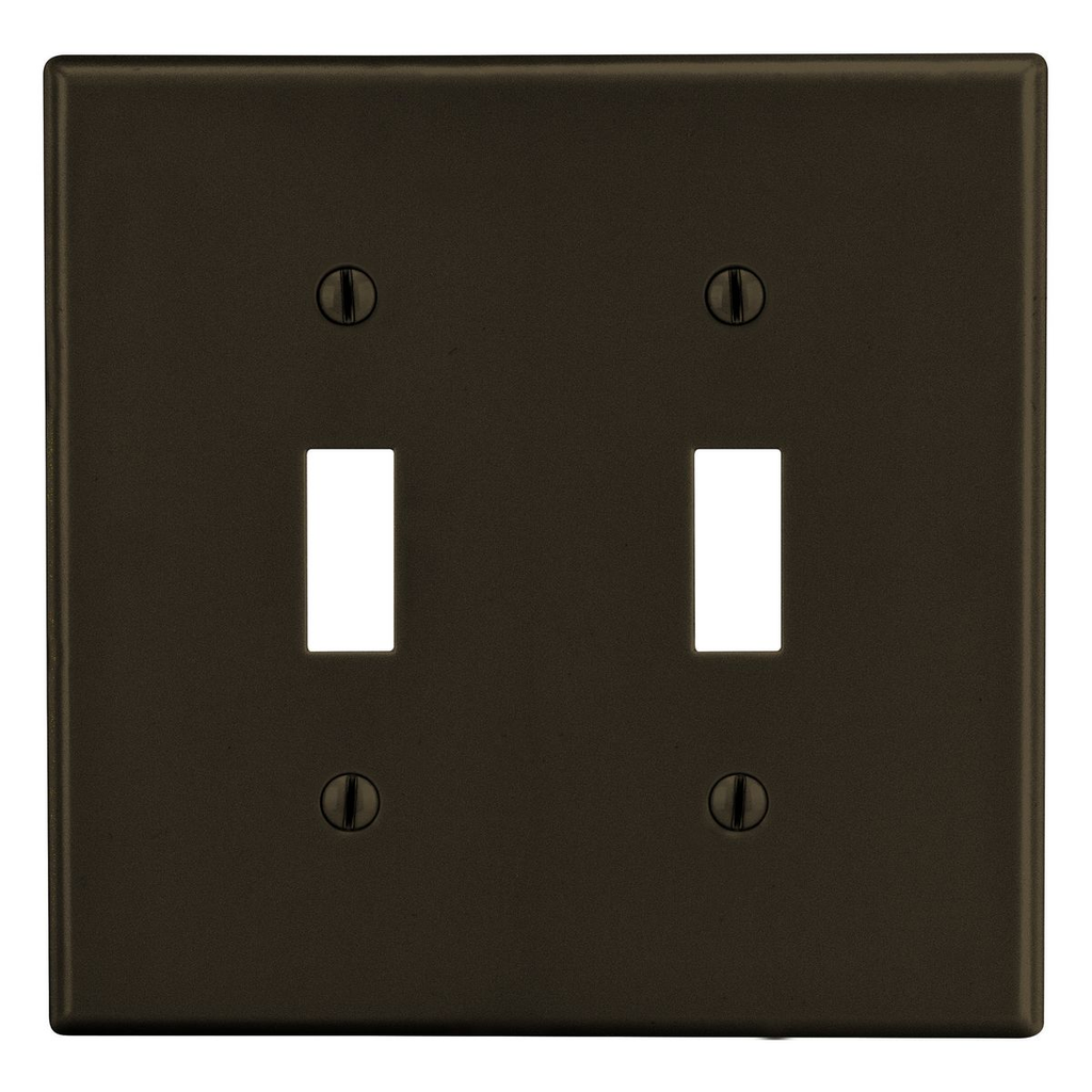 Product image for Hubbell Wiring Devices P2 2-Gang Ivory Nylon Standard 2-Toggle Switch Screw Mount Wallplate