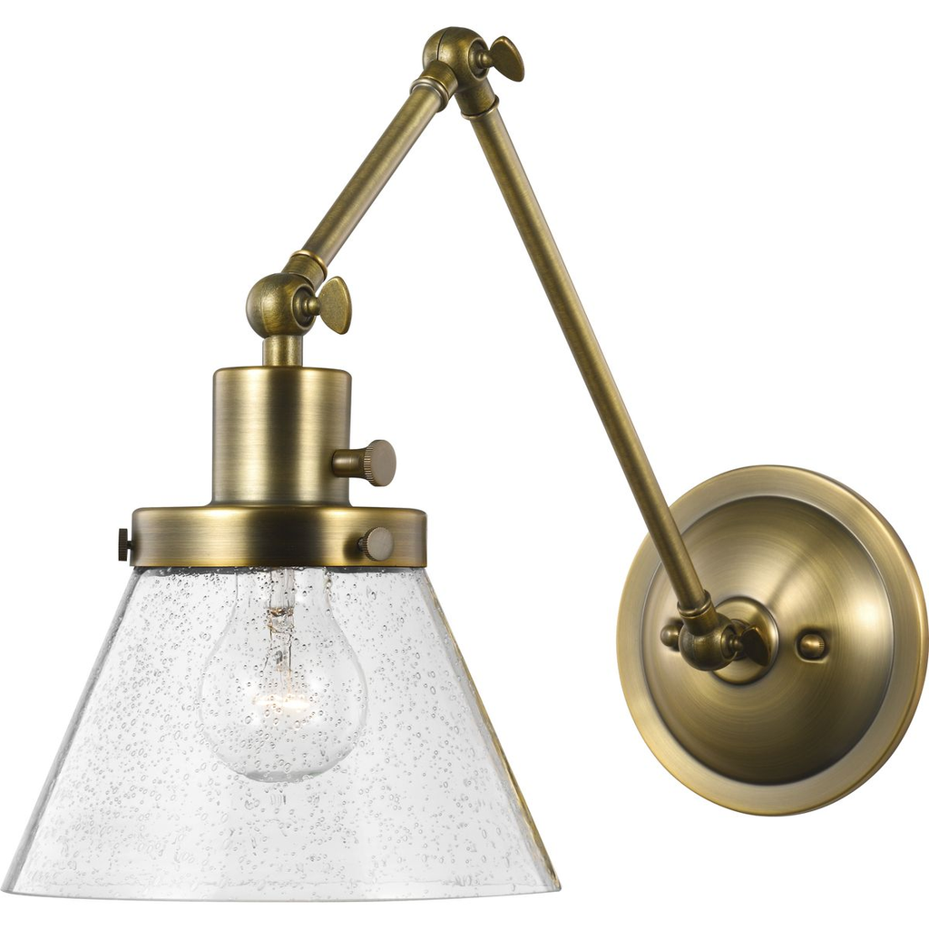 Product image for Progress P710094-163 Hinton Collection Vintage Brass Swing Arm Wall Light