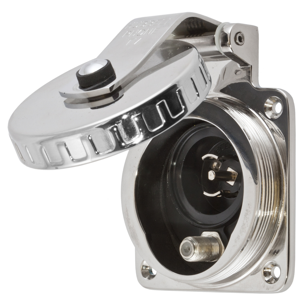 Product image for Hubbell HBLPHTVSS Marine HULL INLET, PHONE & TV, SS