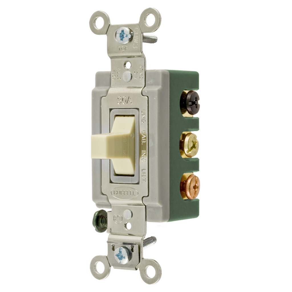 Product image for Hubbell HBL1388I 30 Amp 120/277 VAC DPDT Ivory Toggle Switch