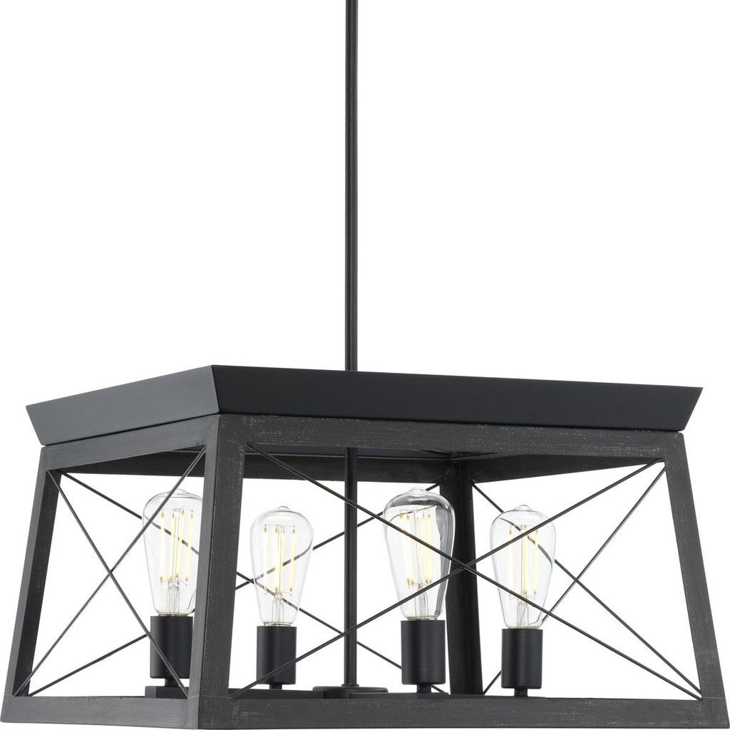 Product image for Progress P400047-031 Briarwood Collection Four-Light Cerused Black Oak/Black Farmhouse Chandelier Light
