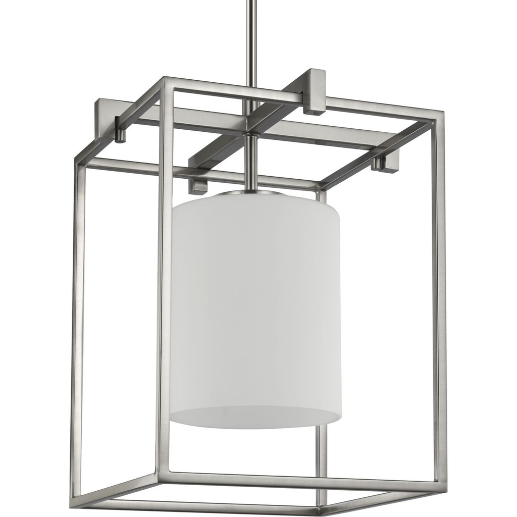 Product image for Progress P500274-009 Chadwick Collection One-Light Brushed Nickel Etched Opal Glass Modern Pendant Light