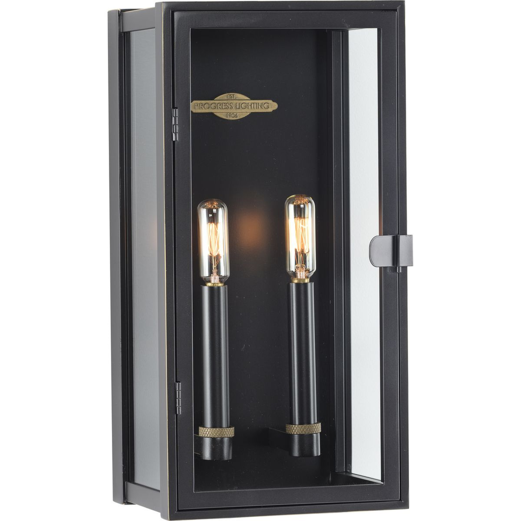Product image for Progress P560268-108 Stature Collection Two-Light Oil Rubbed Bronze and Clear Glass Transitional Style Medium Outdoor Wall Lantern