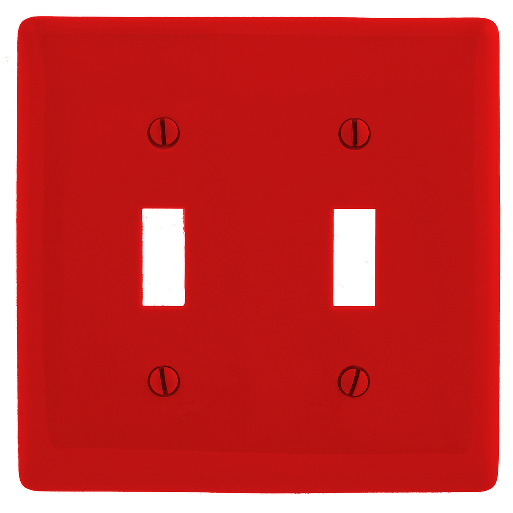Product image for Hubbell NP2R 2-Gang Red Nylon Standard 2-Toggle Switch Wallplate