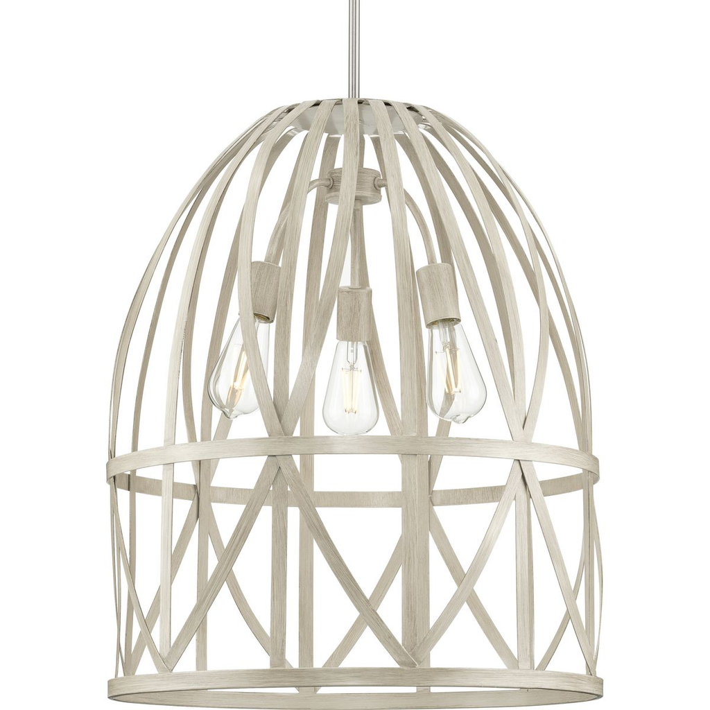 Product image for Progress P500344-185 Chastain Collection Three-Light Bleached Oak Basket Farmhouse Pendant Light