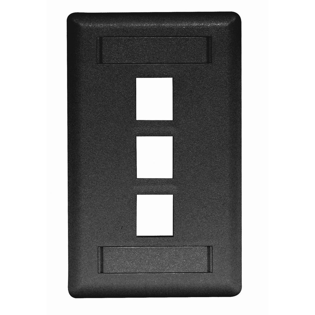 Product image for Hubbell Wiring Devices IFP13BK 1-Gang Black 3-Port Data Communication Face Plate
