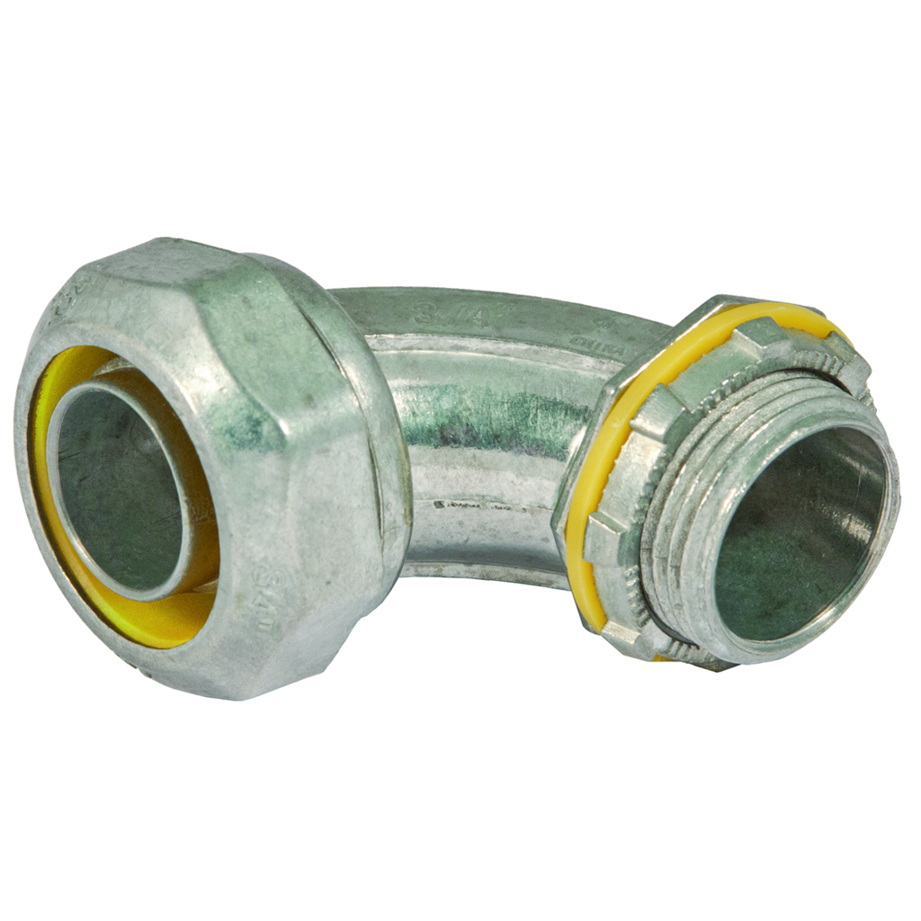 Product image for Raco 3424DC 1" 90deg Liquidtight Connector, Uninsulated, Die Cast