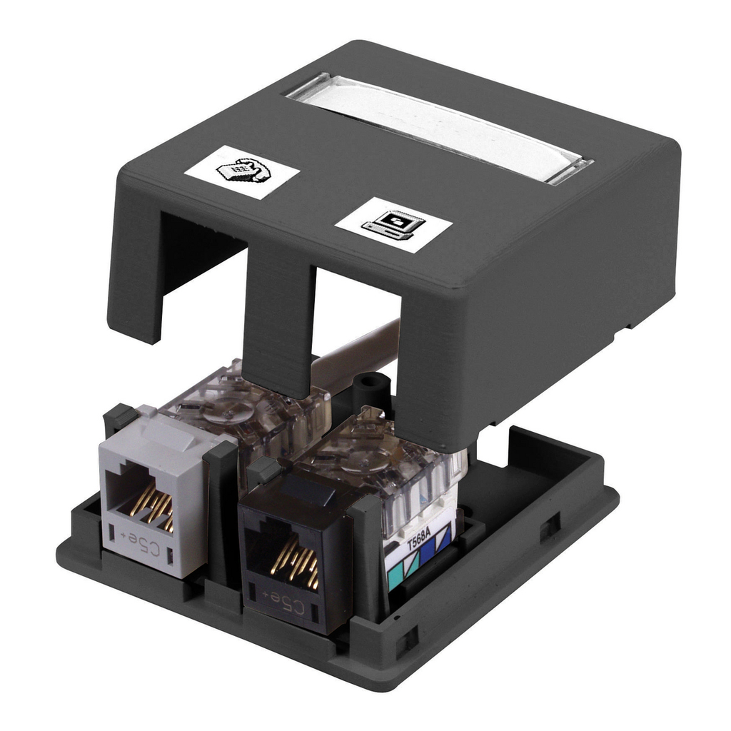 Product image for Hubbell Wiring Devices ISB2BK Black 2-Port Surface Mount Box