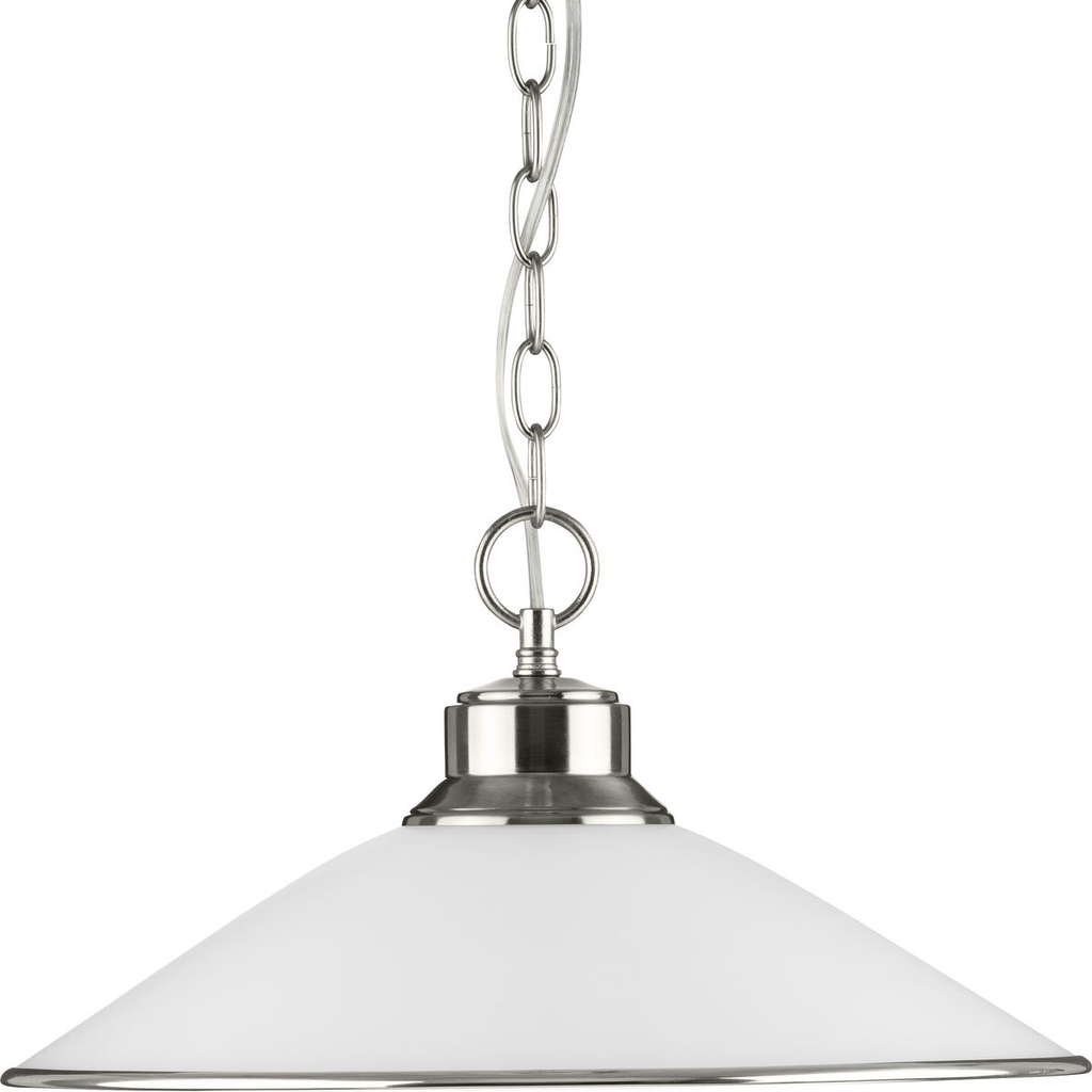 Product image for Progress P5013-09 Opal Glass One-Light Brushed Nickel Traditional Pendant Light