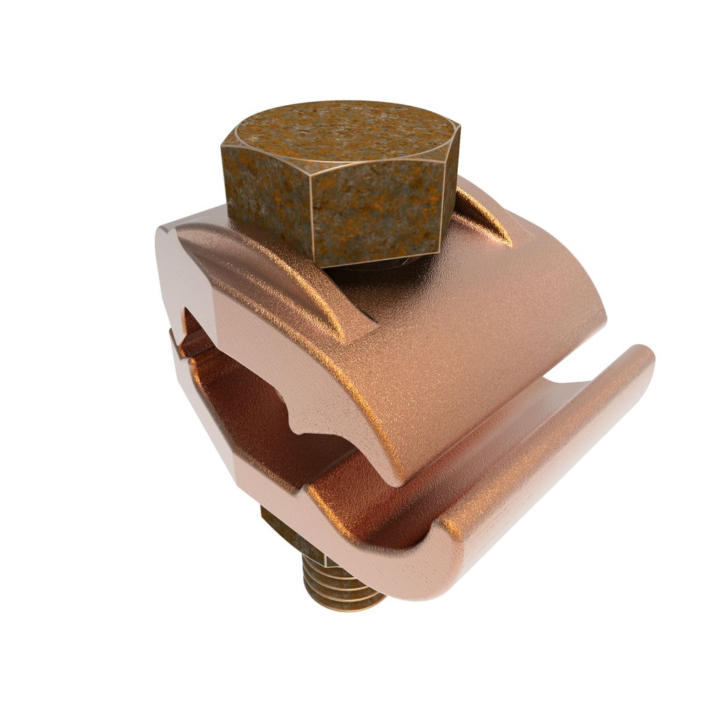 Product image for Burndy GB26 Mechanical Grounding Connector, Cable to 1/4" Thick Bar, 4 AWG (Sol)-2/0 AWG (Str), 3/8" Stud, 1-1/2" Width