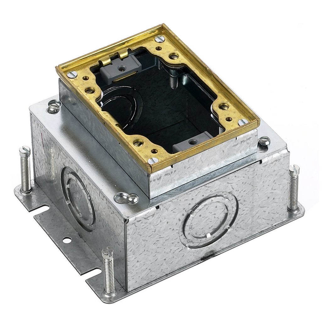 Product image for Hubbell B2431 1-Gang 60 In? Brass Stamped Steel Rectangular Floor Box