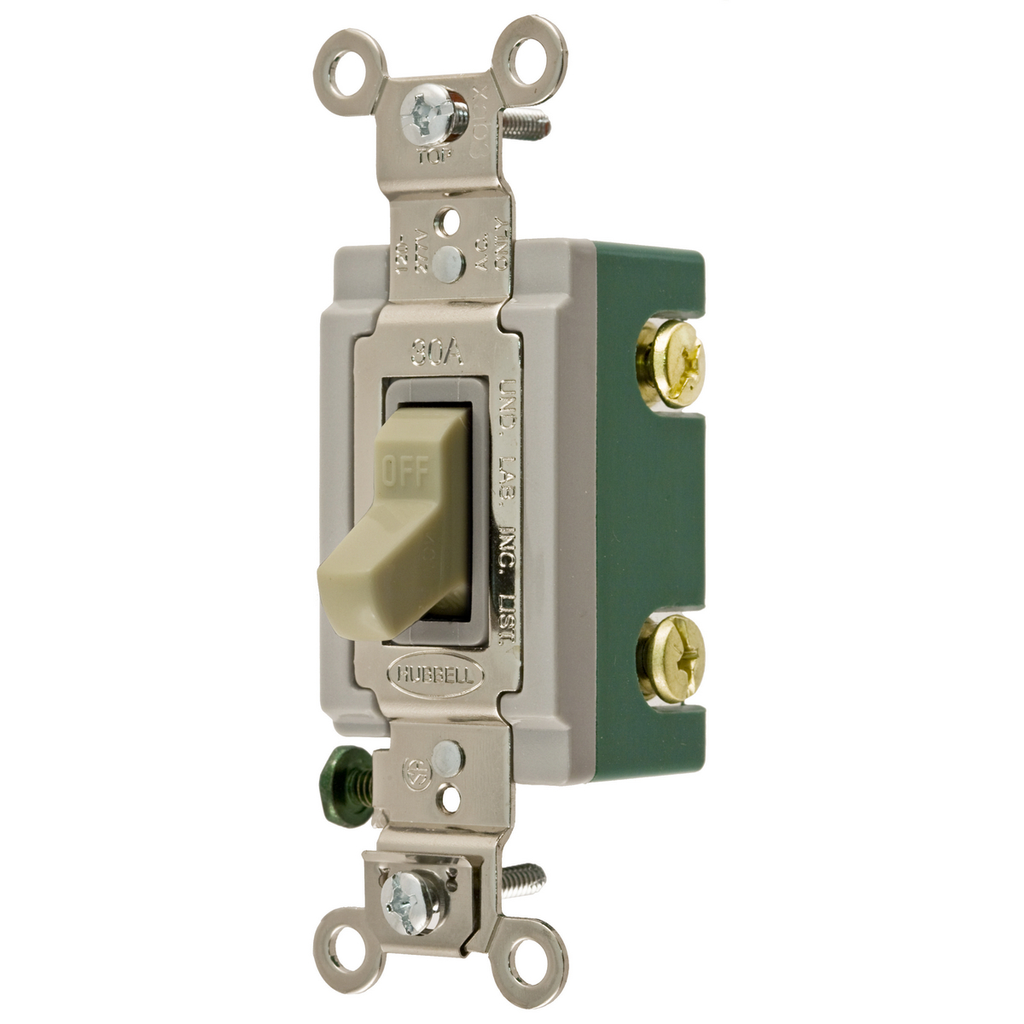 Product image for Hubbell HBL3031I 30 Amp 120/277 VAC 1-Pole Ivory Toggle Switch