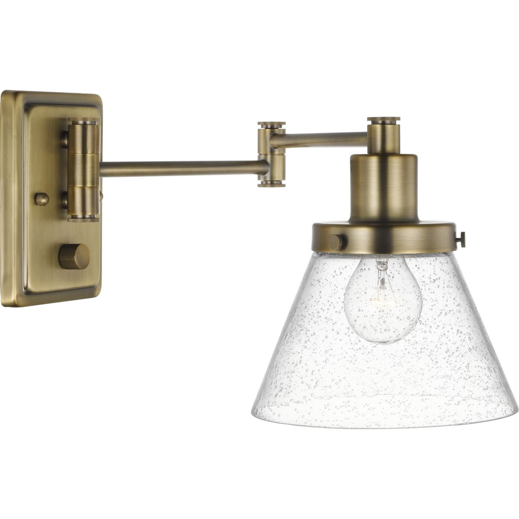 Product image for Progress P710084-163 Hinton Collection Vintage Brass Swing Arm Wall Light
