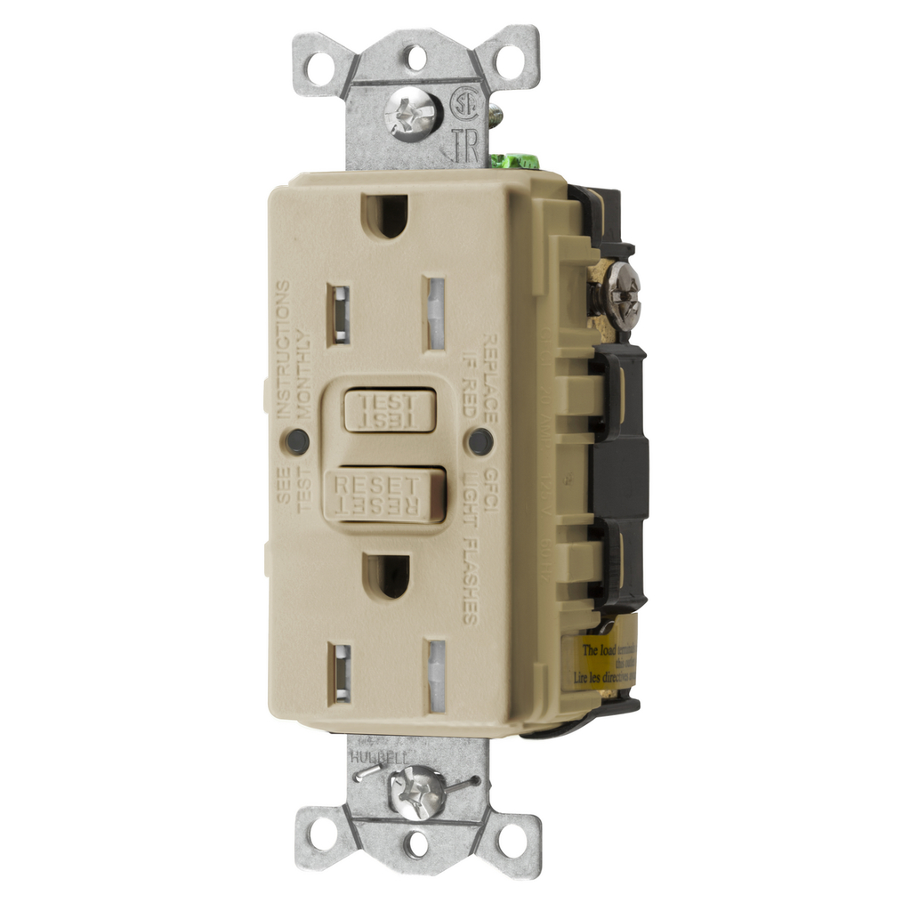 Product image for Hubbell GFTRST15I 15 Amp 125 Volt NEMA 5-15R Ivory Tamper Resistant GFCI Receptacle
