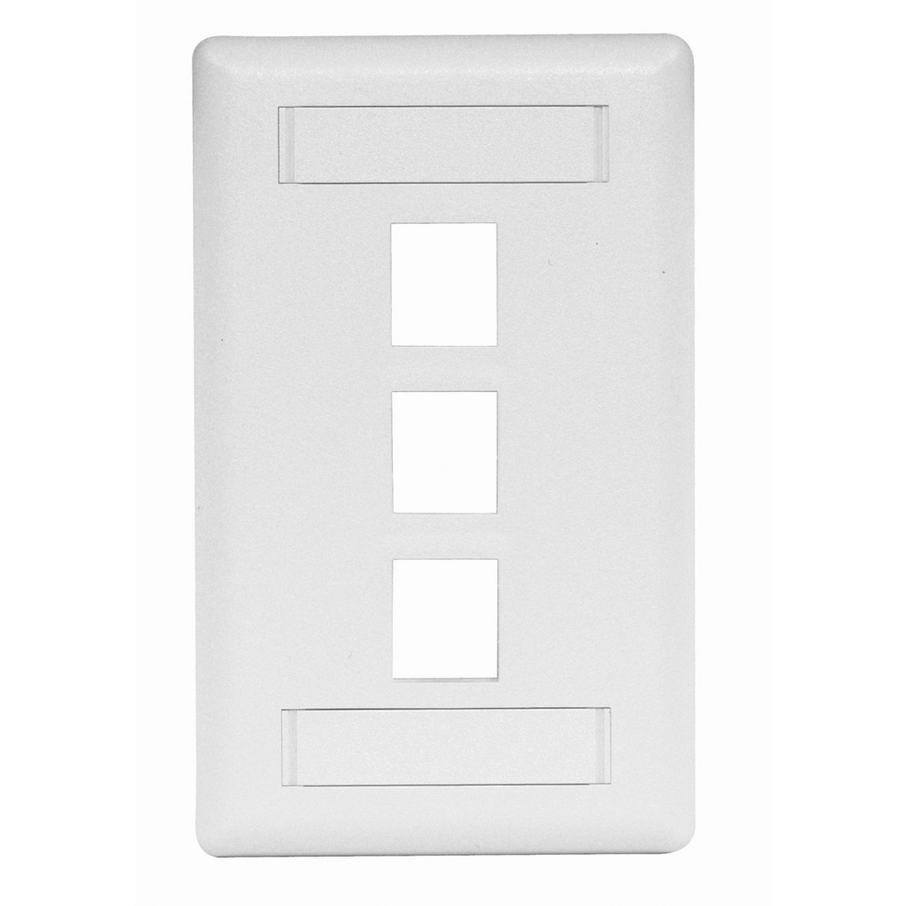 Product image for Hubbell Wiring Devices IFP13W 1-Gang White 3-Port Data Communication Face Plate