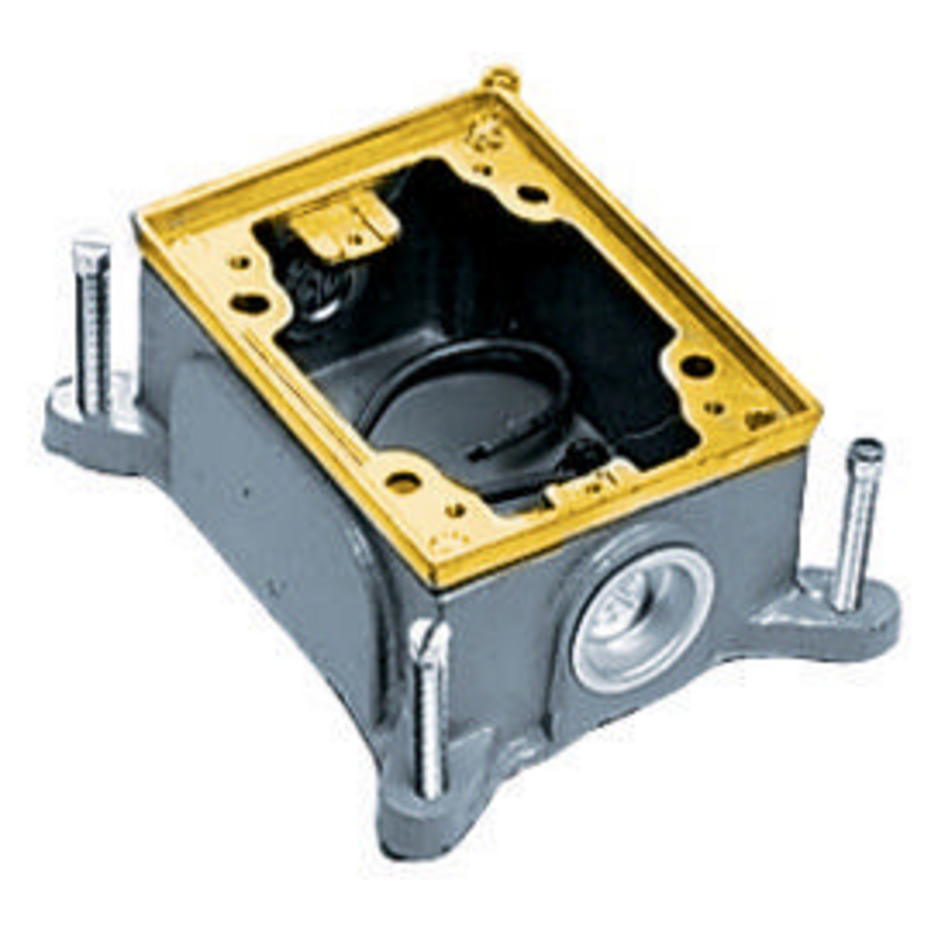 Product image for Hubbell B2414 1-Gang 30 In? Brass Cast Iron Rectangular Floor Box