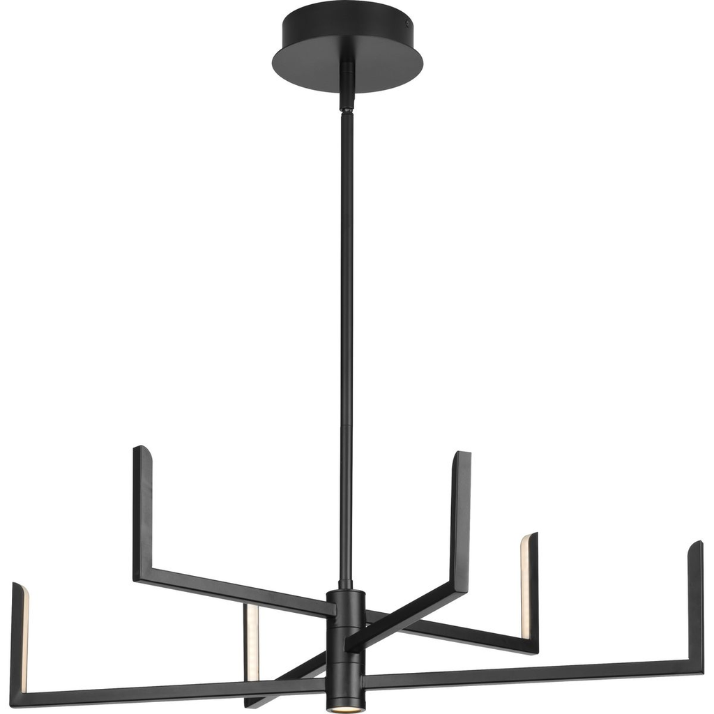 Product image for Progress P400260-031-30 Pivot LED Collection Six-Light Textured Black Modern Style Chandelier with Downlight