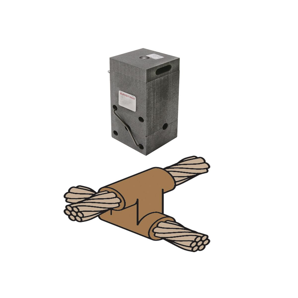 Product image for Burndy B2707 Mold, Horizontal to Horizontal Cable Cross, 4/0 AWG (Run & Tap), 250 Weld Metal