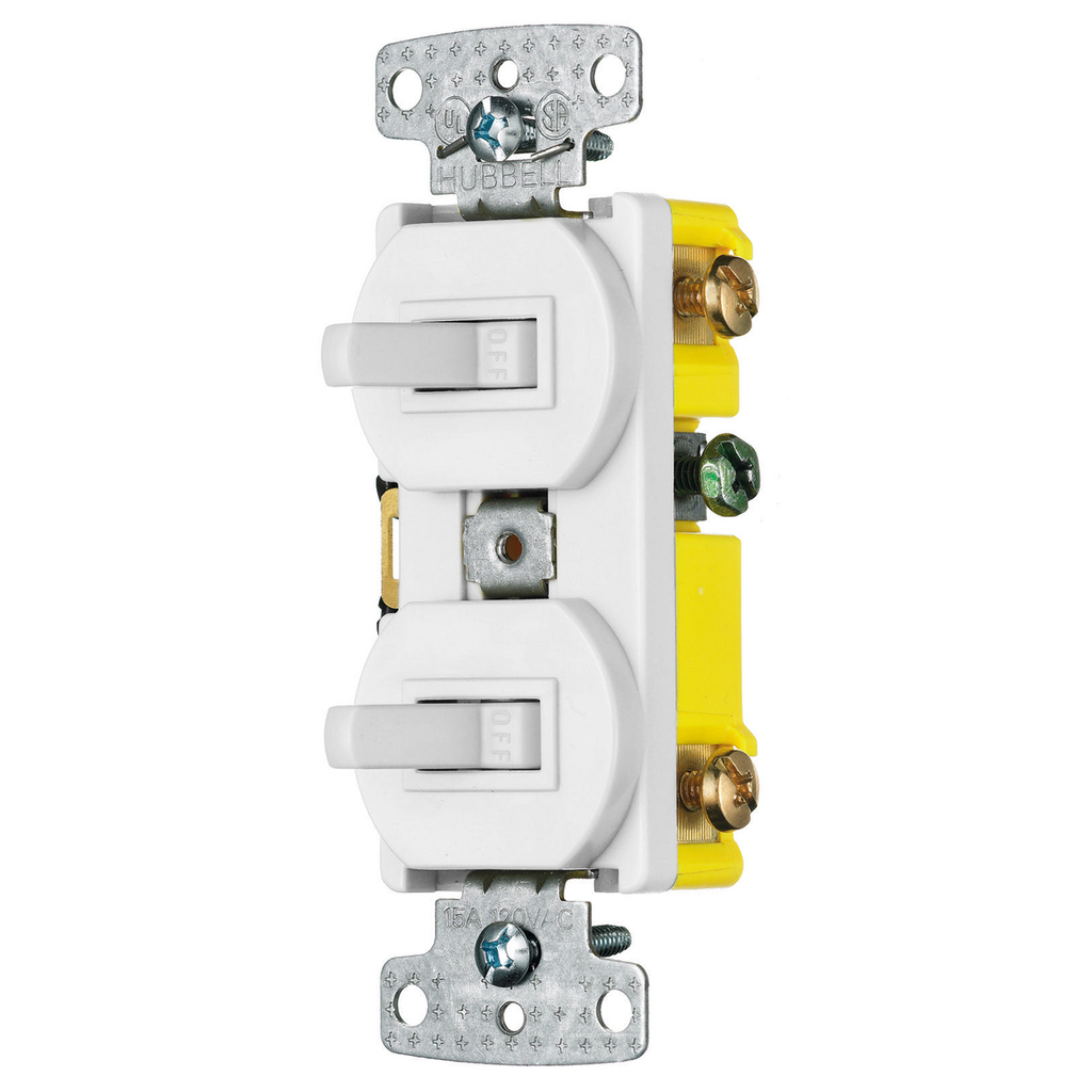 Product image for Hubbell RC103W 15 Amp 120 VAC 1-Pole 3-Way White Combination Switch
