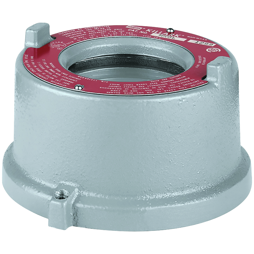 Product image for Killark HKGL HK Series, Flat Lens Cover 2-5/16 Viewing Class I, II, III, BCDEFG, UL/CSA/FM, Cast Aluminum, Type 4, Instrument Enclosure