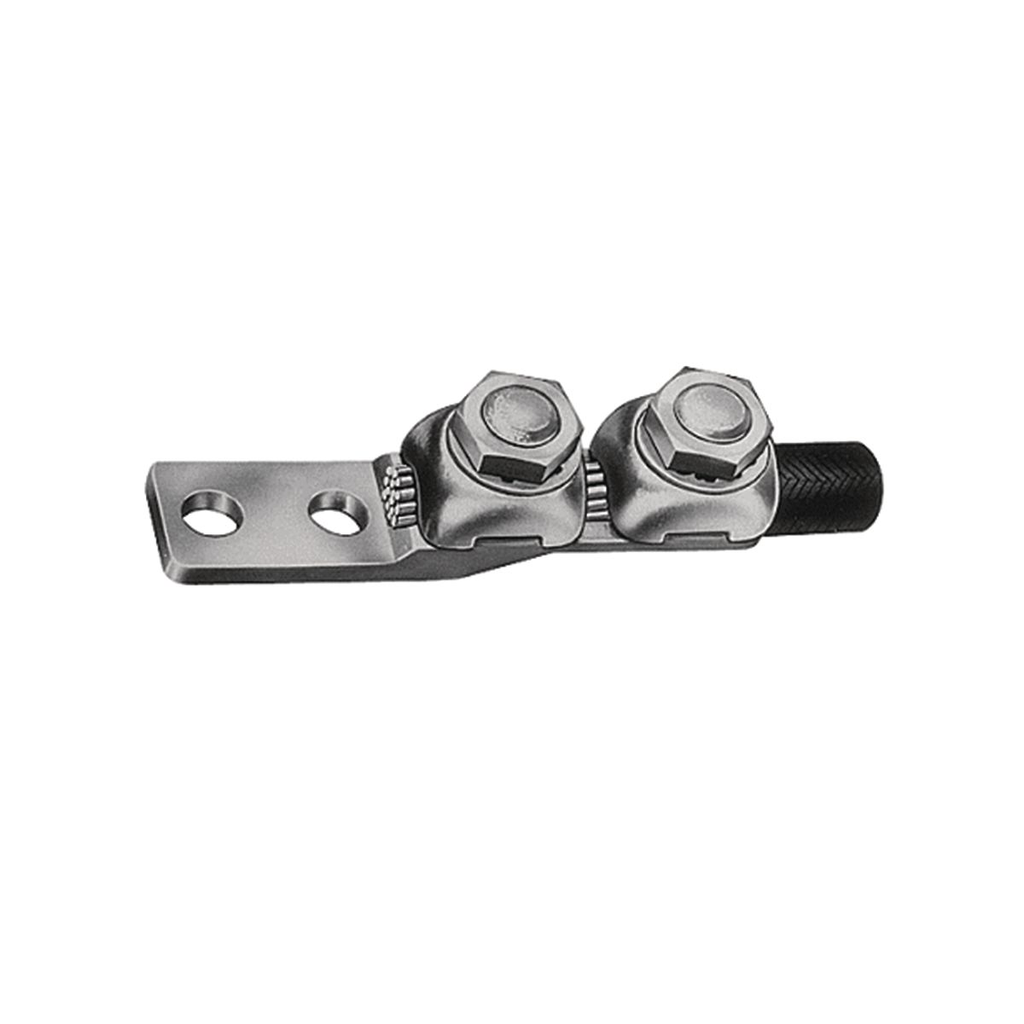 Product image for Burndy QQA262 Copper Terminal, Heavy Duty, 2 Hole, 1/0-2/0 AWG (Str), 3/8" Stud, 1" Stud Hole Spacing, 2 Screws