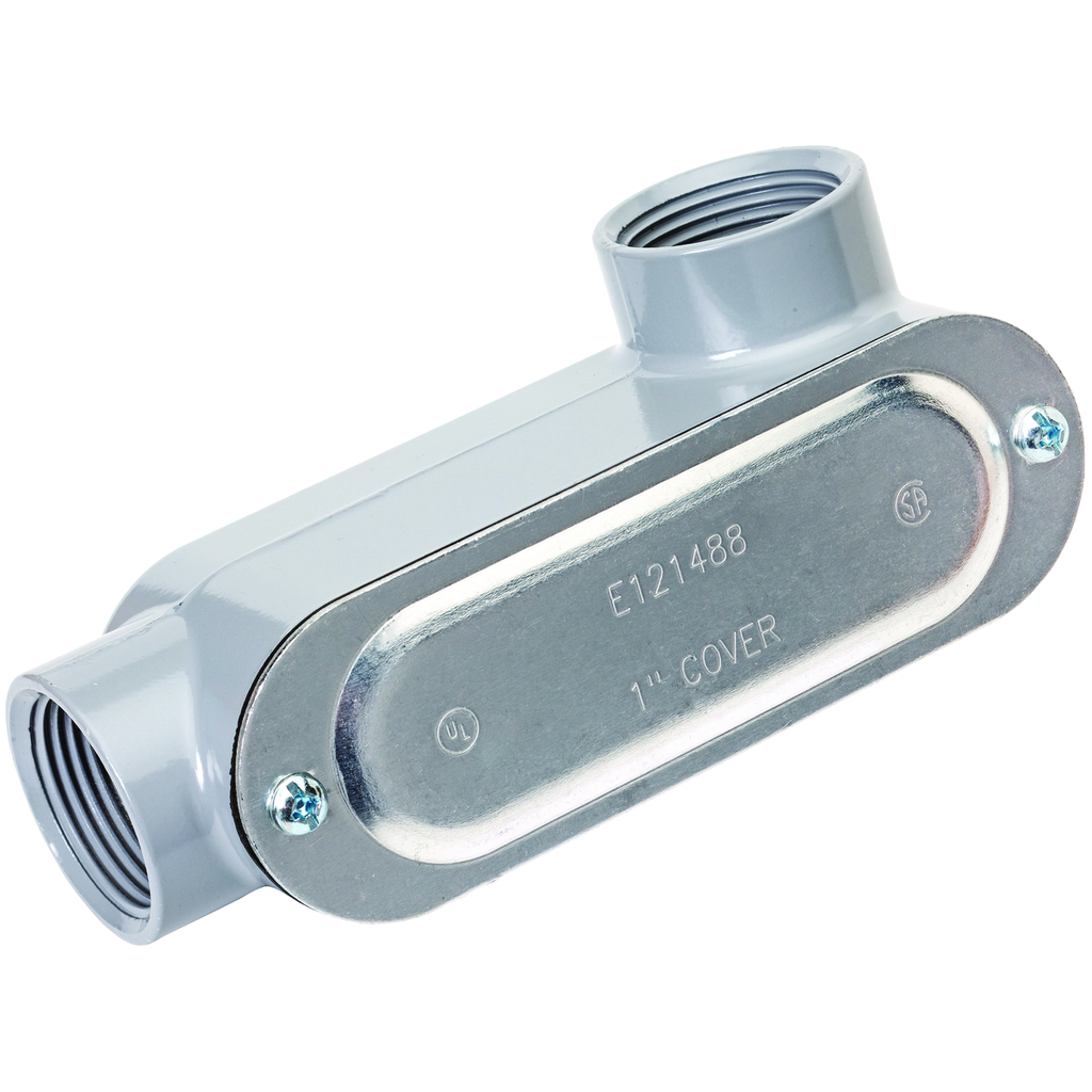 Product image for Hubbell Electrical Systems EALR-4CGN 1-1/4 Inch Painted Aluminum Type LR Threaded Conduit Body with Cover and Gasket