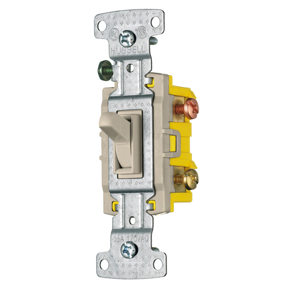 Product image for Hubbell Wiring Devices RS315AL 15 Amp 120 VAC 3-Way Almond Toggle Switch